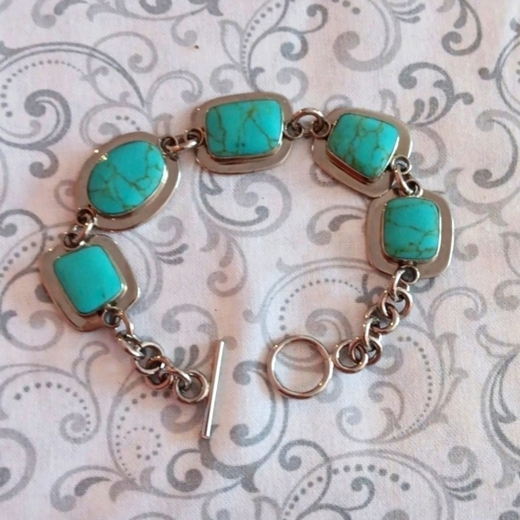 Silver and Turquoise Mexico ATI 925 Bracelet - Picture 7 of 7